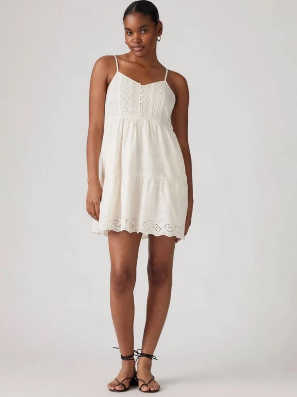 Levi’s Cora Cotton Eyelet Mini Strap Sundress Size M